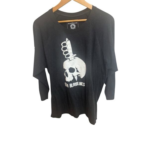 Zero Foxtrot End Bloodlines Skull Knife Black Men's Long Sleeve T-Shirt Military - Picture 1 of 5
